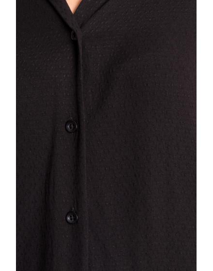 Черная Классическая Рубашка с Пуговицами BSL Fashion