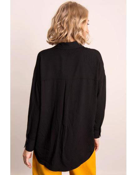 Черная Классическая Рубашка с Пуговицами BSL Fashion
