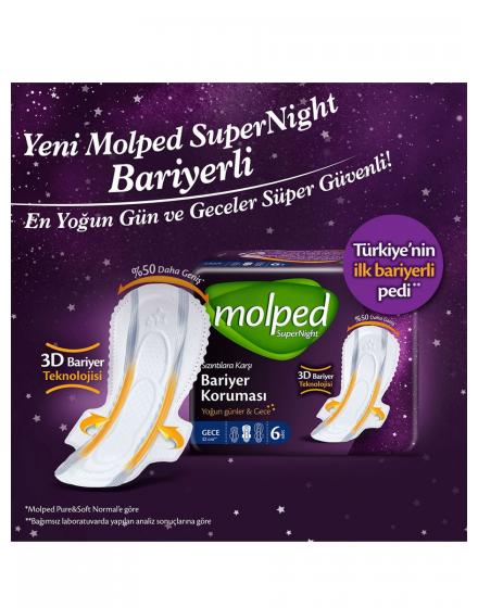 Гигиенические Прокладки SUPERNIGHT EXTRA LONG, 6 шт/уп Molped